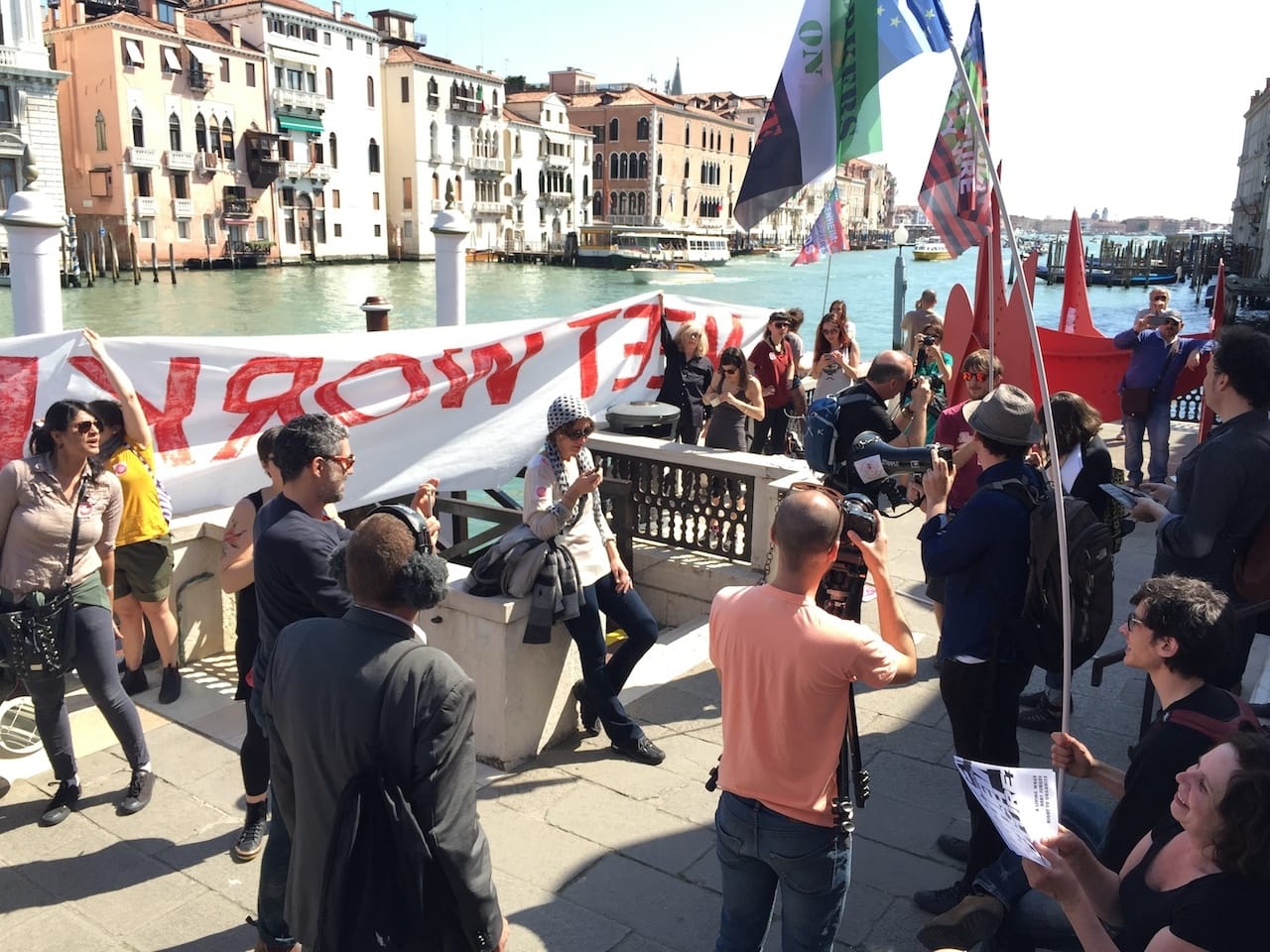 Protesters outside the Peggy Guggenheim Collection