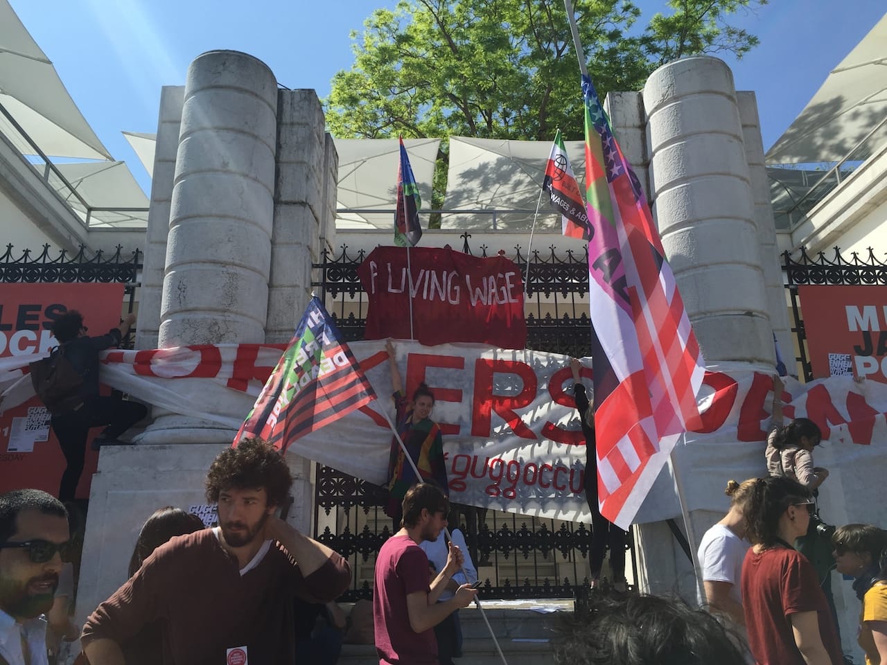 Protesters outside the Peggy Guggenheim Collection