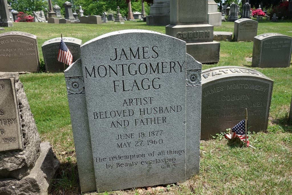 The grave of James Montgomery Flagg at Woodlawn Cemetery