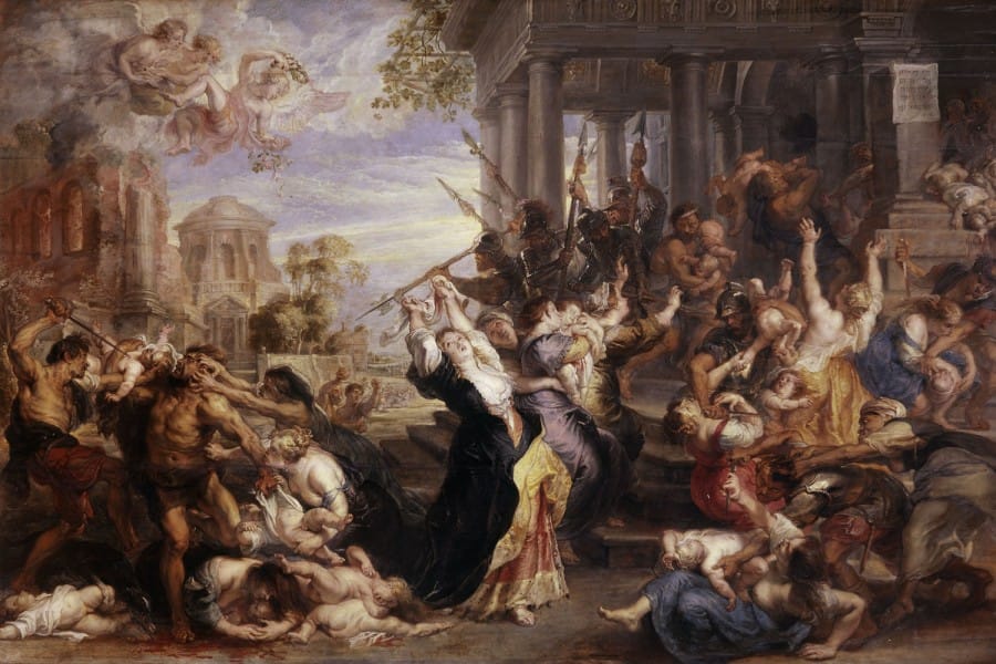 Peter Paul Rubens, "The Massacre of the Innocents" (1638), oil on oak (via Alte Pinakothek)