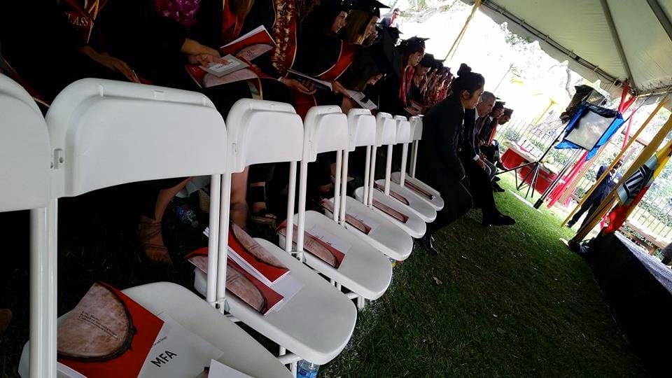 Seats left empty by USC MFA students boycotting graduation. (photo by Selene Preciado)