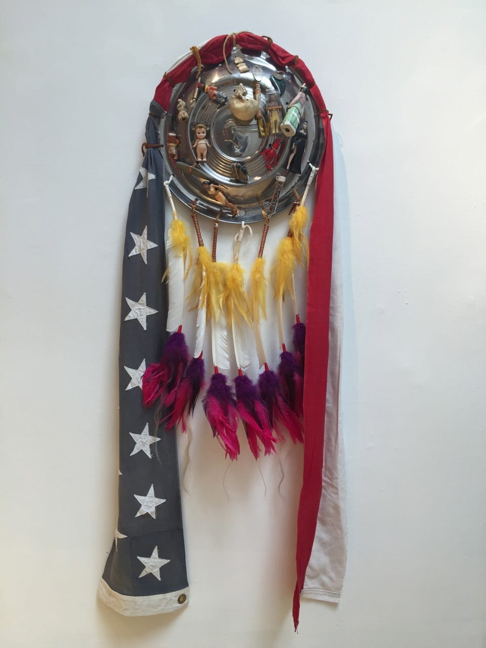 Marcus Amerman's "Hubcap Shield" in 'You Are on Indian Land' (click to enlarge)