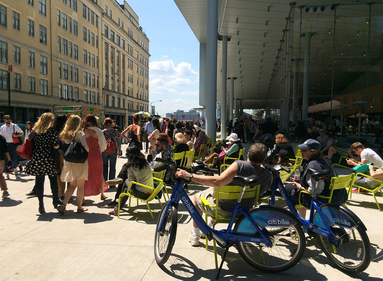 The eastern end of the Whitney Museum's public plaza