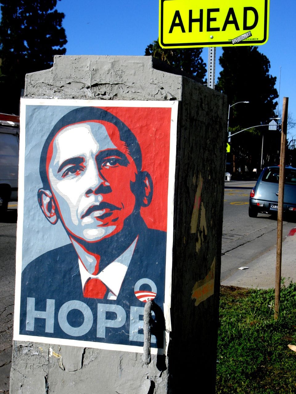 A Shepard Fairey "Hope" poster (photo by Lord Jim, via Wikimedia Commons)