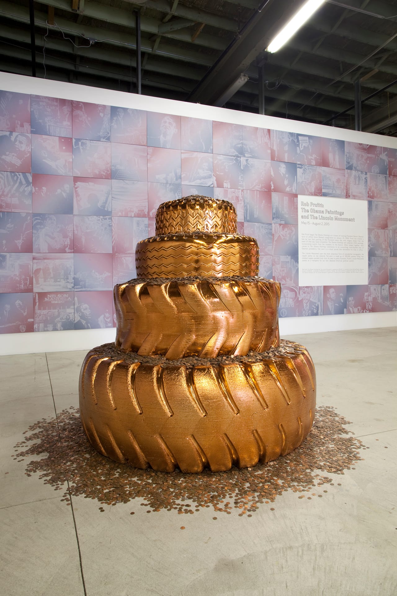 Installation view, 'Rob Pruitt: The Obama Paintings and the Lincoln Monument' at MOCAD (all photos by the author for Hyperallergic)