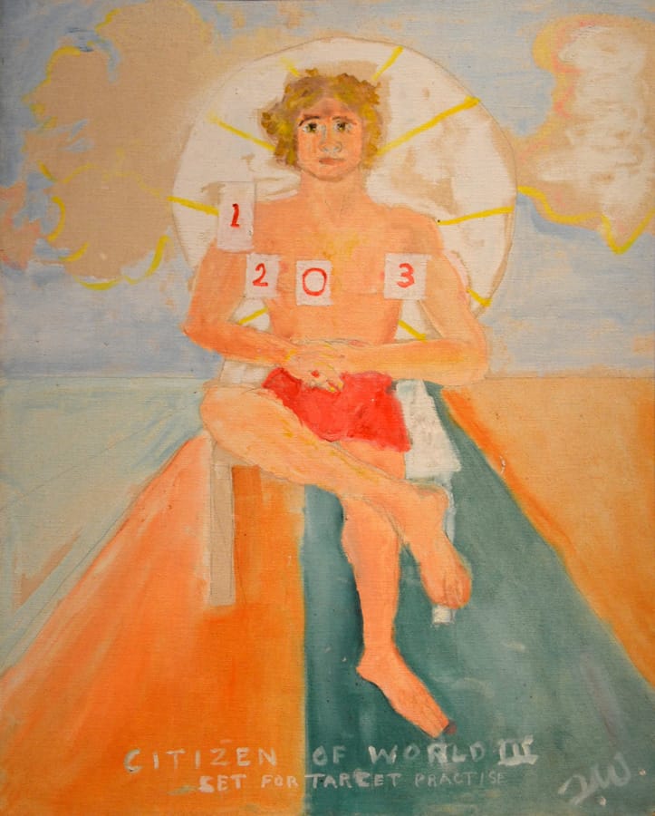 Tennessee Williams, "Citizen of the World III" (1970s), Oil on Canvas Board (courtesy Ogden Museum of Southern Art)