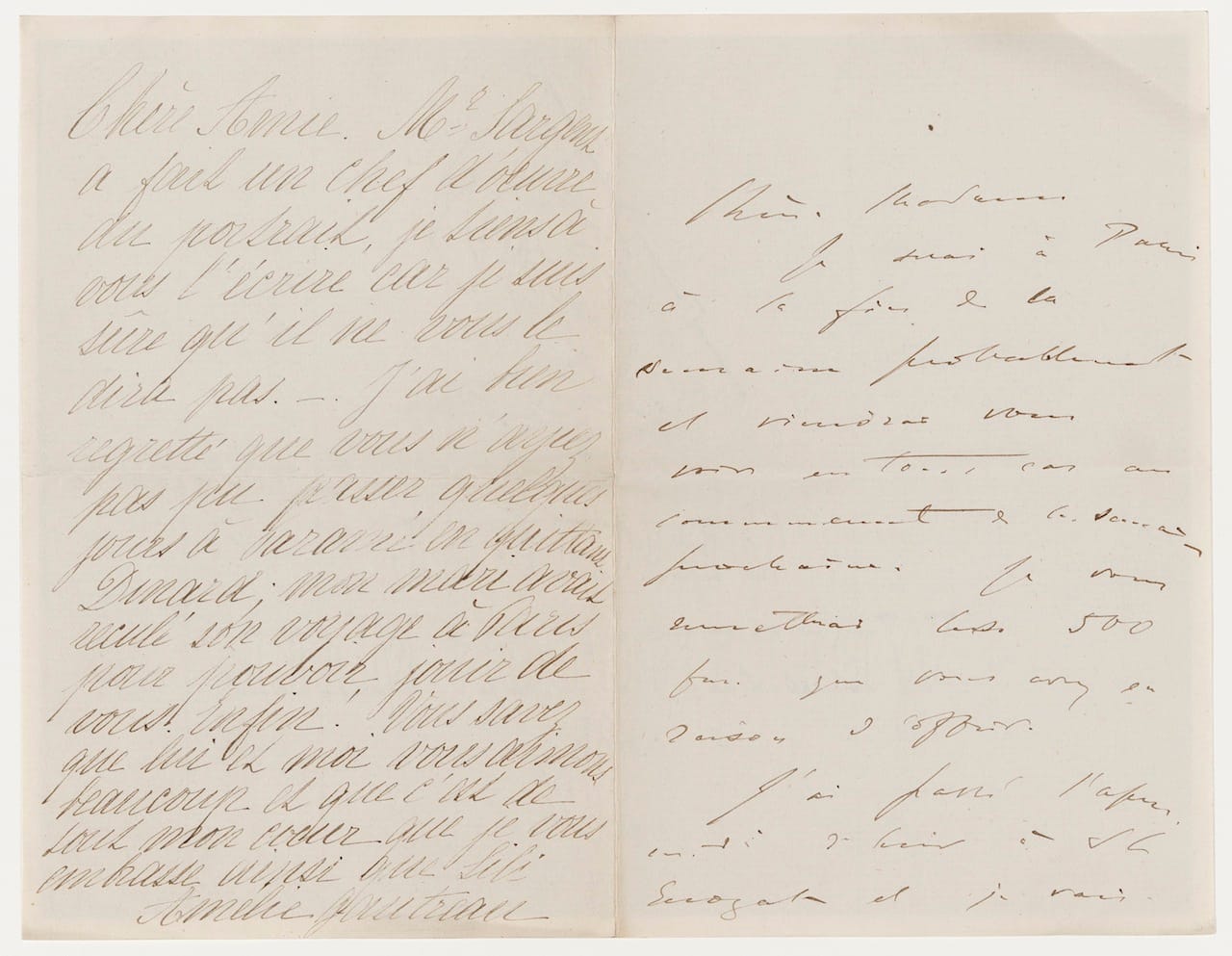 Letter regarding John Singer Sargent’s Madame X Virginie Amélie Avegno Gautreau (American, 1859 – 1915) Undated Pen and ink on paper *Museum of Fine Arts, Boston. The John Singer Sargent Archive—Gift of Jan and Warren Adelson *Photograph © Museum of Fine Arts, Boston