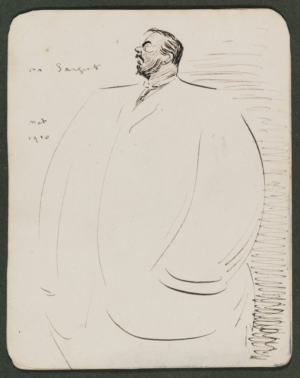 Sketch of John S. Sargent Max Beerbohm (English, 1872–1956) Undated Ink on paper *Museum of Fine Arts, Boston. The John Singer Sargent Archive—Gift of Jan and Warren Adelson *Photograph © Museum of Fine Arts, Boston