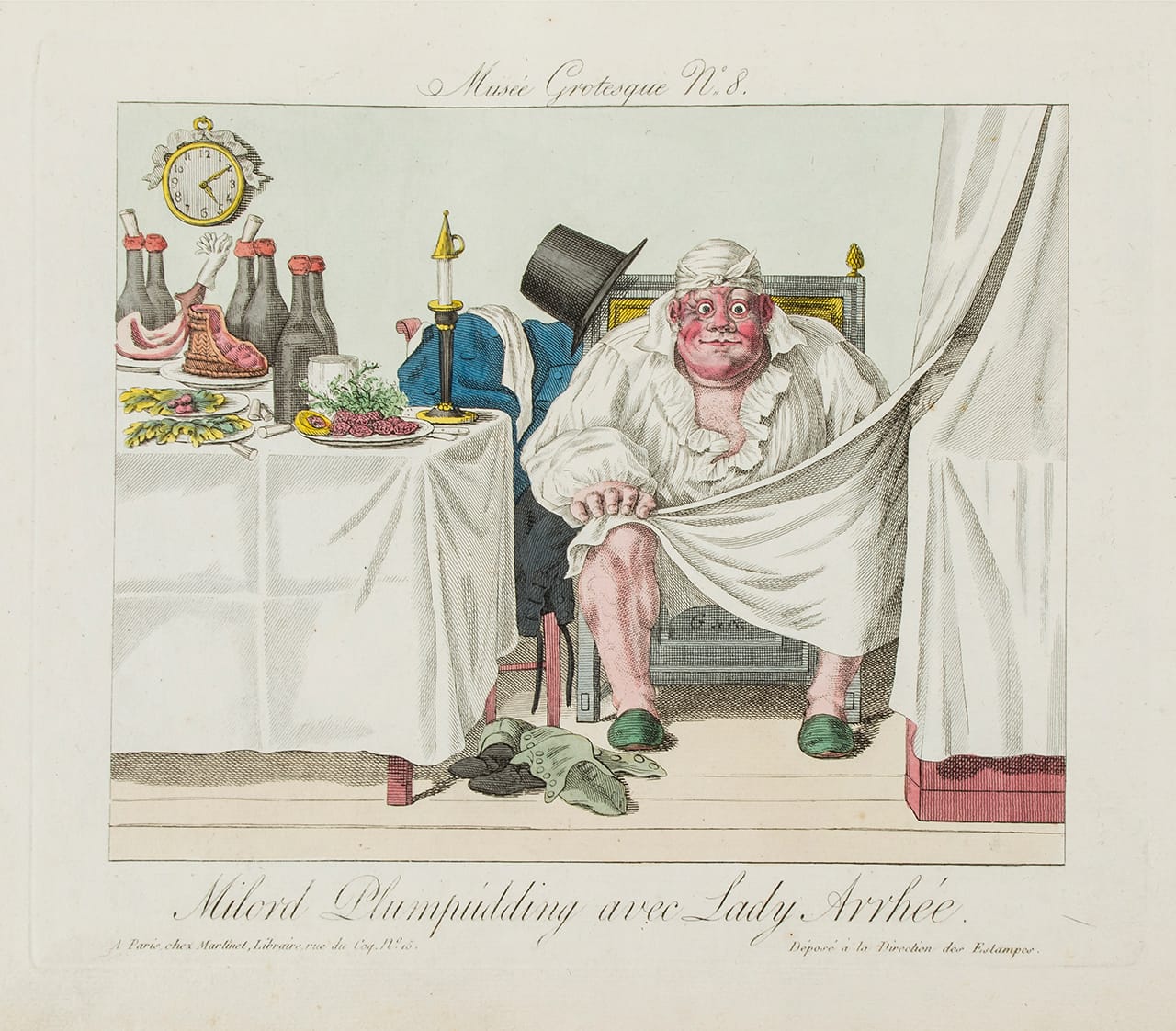 Godissart de Cari, plate from 'Musée Grotesque' (c.1820), hand-colored etching (click to enlarge)