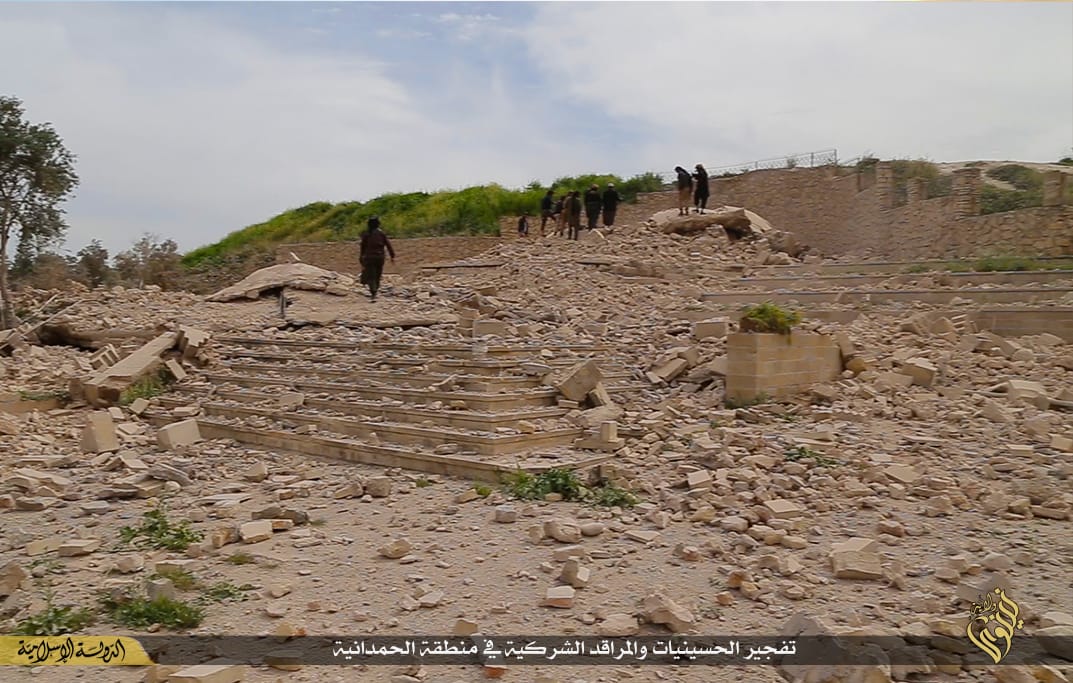 Still photo of the destroyed shrine released by ISIS in March 2015.