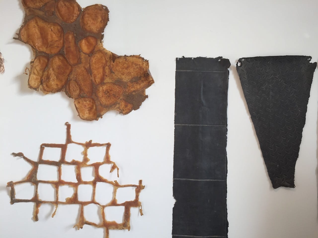 Works by Liene Bosquê in her studio at 56 Bogart Street (photo by Elisa Wouk Almino for Hyperallergic)