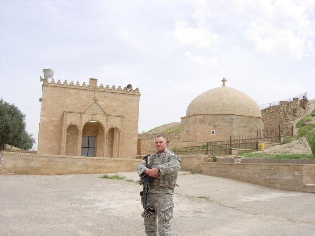 An American soldier outside the tomb of Mar Behnam and Mart Sarah. Photo (c) Suzanne Bott, 2009. Used with permission.