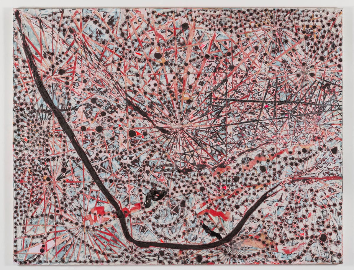 Mark Bradford, "Lights and Tunnels" (2015), Mixed media on canvas. 84 x 108 in., Courtesy of the artist and Hauser & Wirth. Photo by Joshua White. (via hammer.ucla.edu)