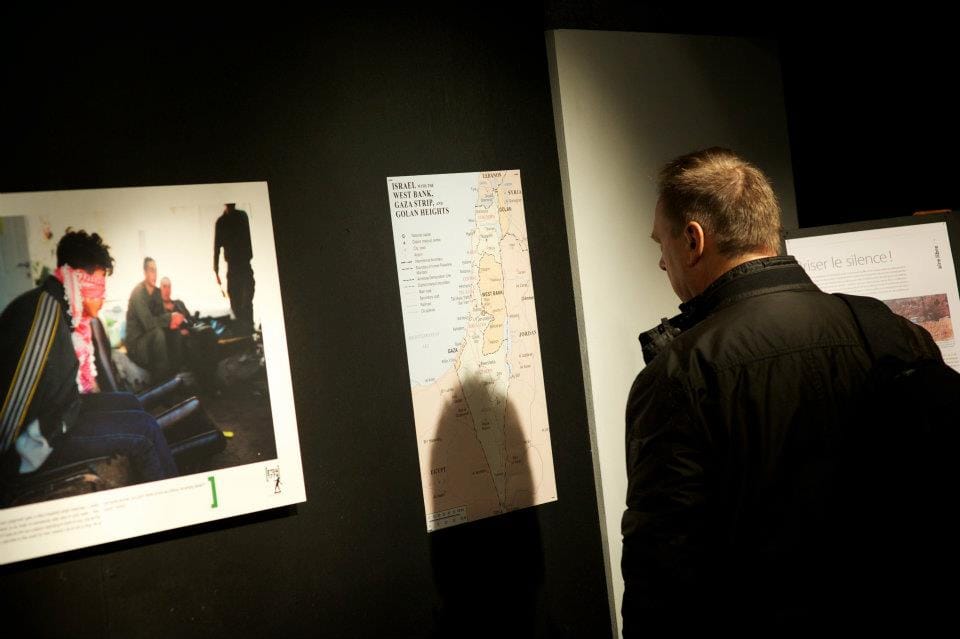 The 'Breaking the Silence' exhibition during an earlier presentation in Brussels (photo courtesy Breaking the Silence, via Facebook)