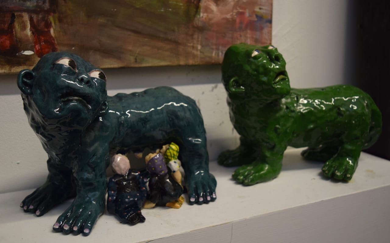 Ceramic sculptures by Dasha Bazanova in studio 216 at 1717 Troutman