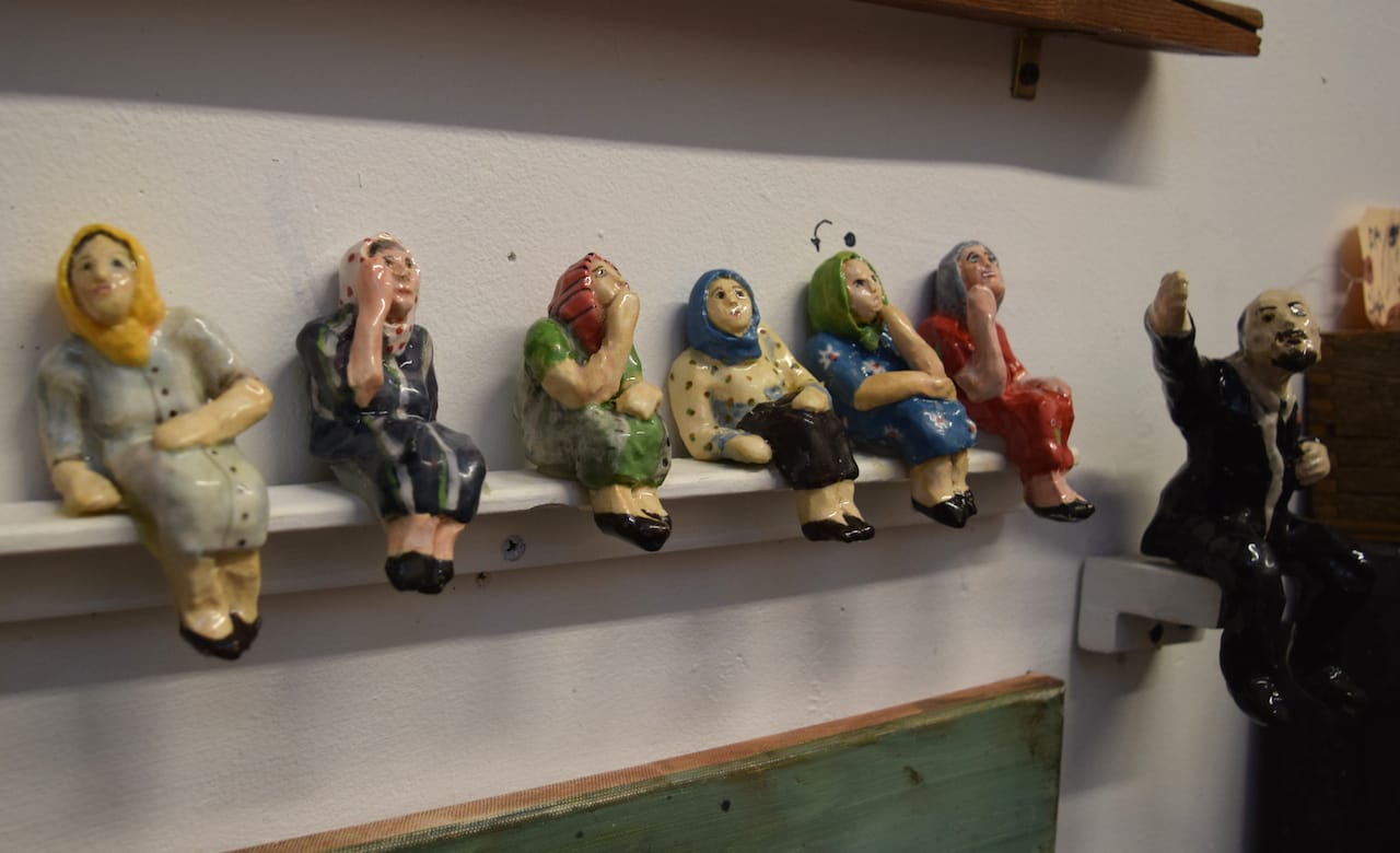 Ceramic sculptures by Dasha Bazanova in studio 216 at 1717 Troutman