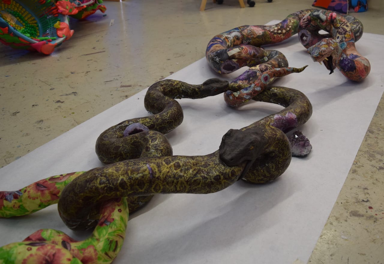 Sculptures by Roxanne Jackson in her studio (#322) at 1717 Troutman