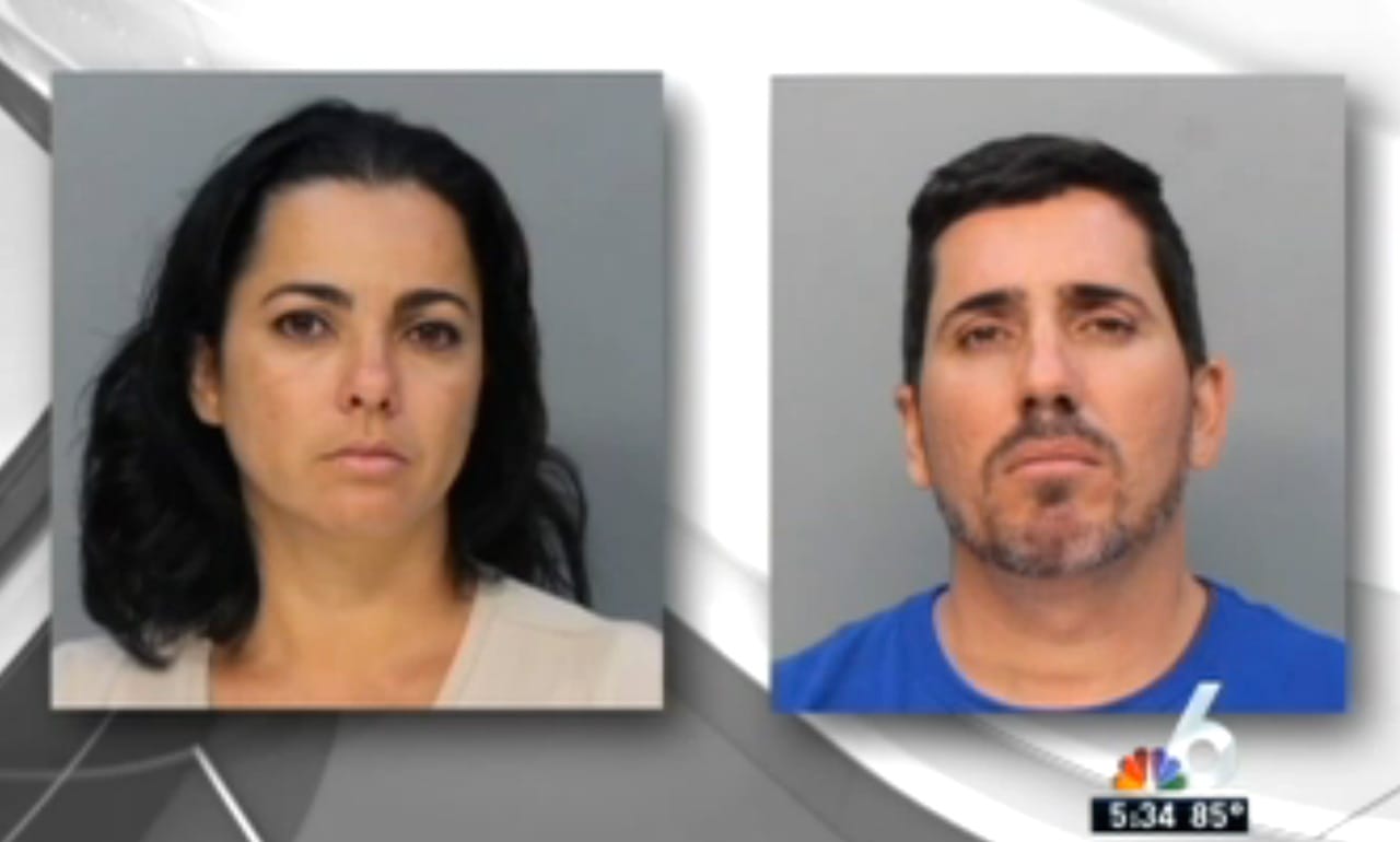 Alleged art thieves Raluxi Raul Erbiti and Dania Rojas (screenshot via NBC 6 South Florida)