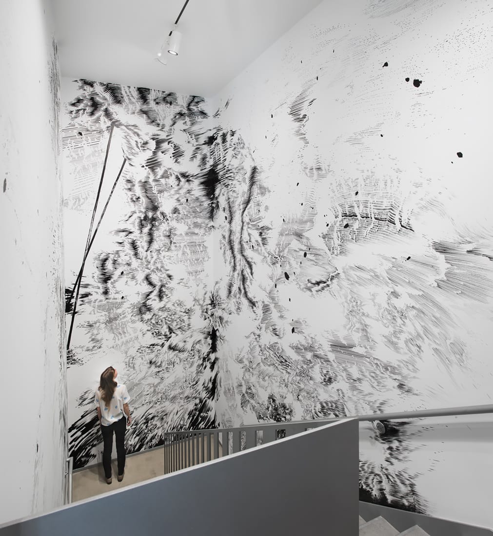 Abdelkader Benchamma, "Representation of Dark Matter" (2015), installation view (Jose Andres Ramirez/Courtesy of The Drawing Center)