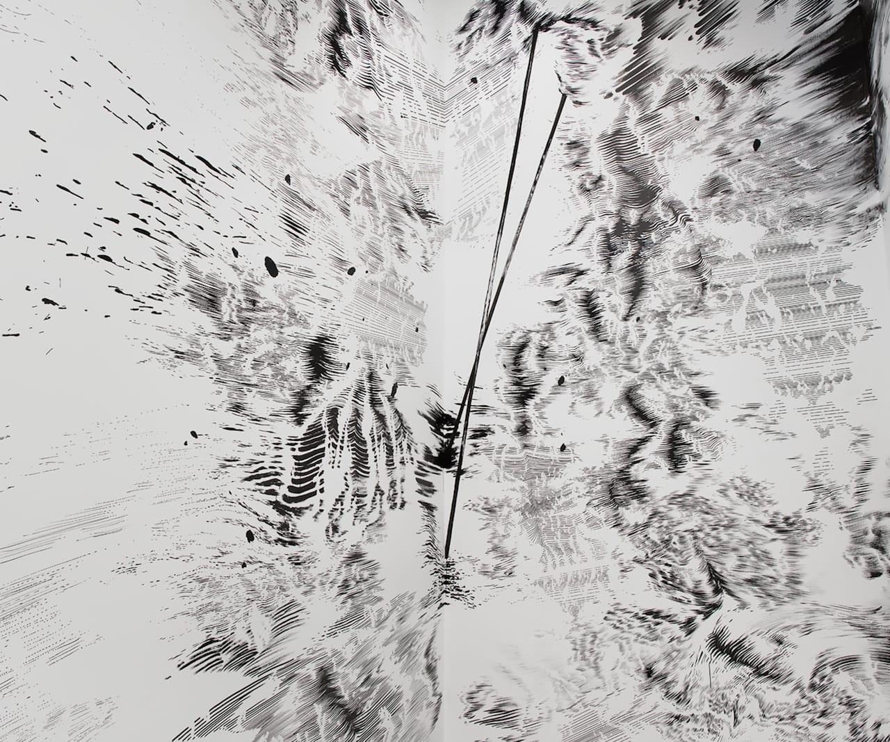 Abdelkader Benchamma, "Representation of Dark Matter" (2015), installation view (Jose Andres Ramirez/Courtesy of The Drawing Center)