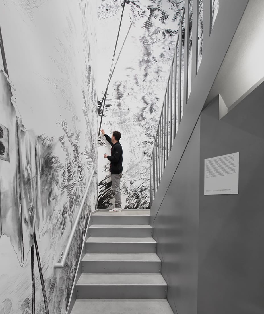 Abdelkader Benchamma, "Representation of Dark Matter" (2015), installation view (Jose Andres Ramirez/Courtesy of The Drawing Center)