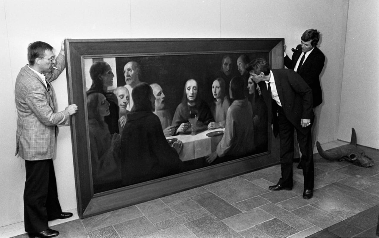 The notorious forger Hans van Meegeren painted "The Last Supper I" (1939) after Vermeer. Art authenticators played a role in exposing him. (Image via Wikimedia) 