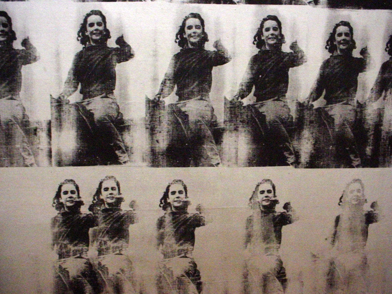 detail Andy Warhol, “National Velvet” (1963) silkscreen ink, graphite, and silver paint on linen