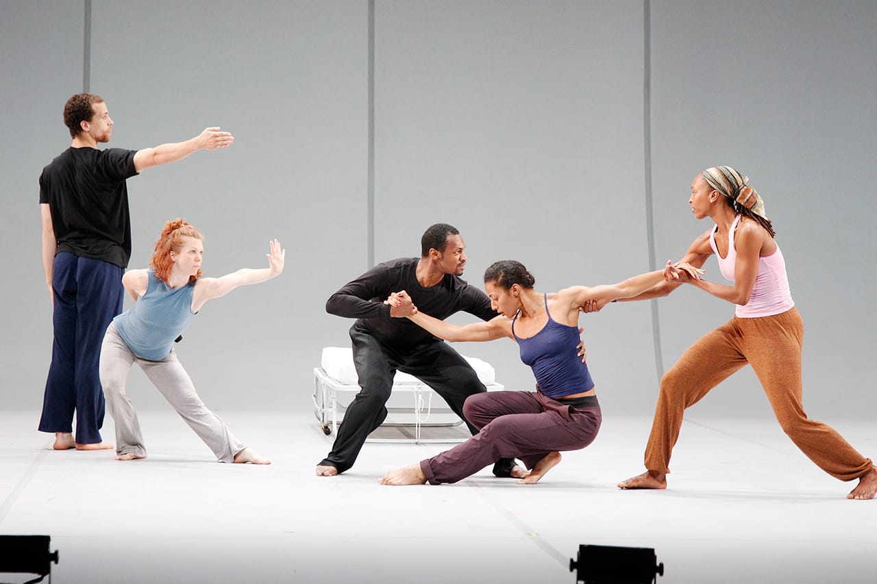 Bill T. Jones/Arnie Zane Dance Company, "Analogy/Dora: Tramontane," with (left to right): Talli Jackson, Jenna Riegel, Antonio Brown, Rena Butler, and Shayla-Vie Jenkins (photo by Paul B. Goode)