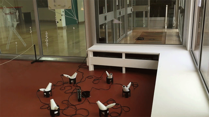  Antoine Terrieux's Kinetic Hair Dryer Installations, including this one with hair dryers and a paper airplane, are quite impressive. (via Colossal)