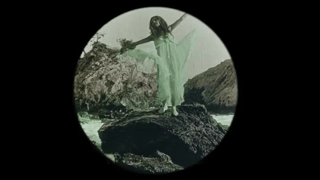 Frames from a pre-WWI film featured in 'Fantasia of Color in Early Cinema' (GIF by the author via Vimeo)