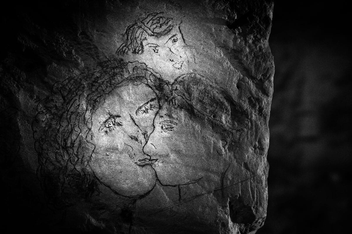 WWI soldiers' graffiti. Photographed 30 January 2013. Picardy, France. Terms of Use: These photos are for one-time use before January 1, 2015, limited to professional media outlets and blogs, in connection with an accompanying story about Jeffrey Gusky, his work and WWI-related discoveries. Stories appearing during the license period may be archived online by the media outlet or blog who published the story. This image is a low resolution version of the original. Higher resolution images are available by special arrangement with the artist. This image may not be modified and may not be used commercially except with a commercial license. This image is not available under any Creative Commons license. Copyright (c) 2013, Jeffrey Gusky. All Rights Reserved. Jeffrey Gusky, c/o attorney at P.O. Box 2526, Addison, TX 75001-2526. photos@jeffgusky.com .