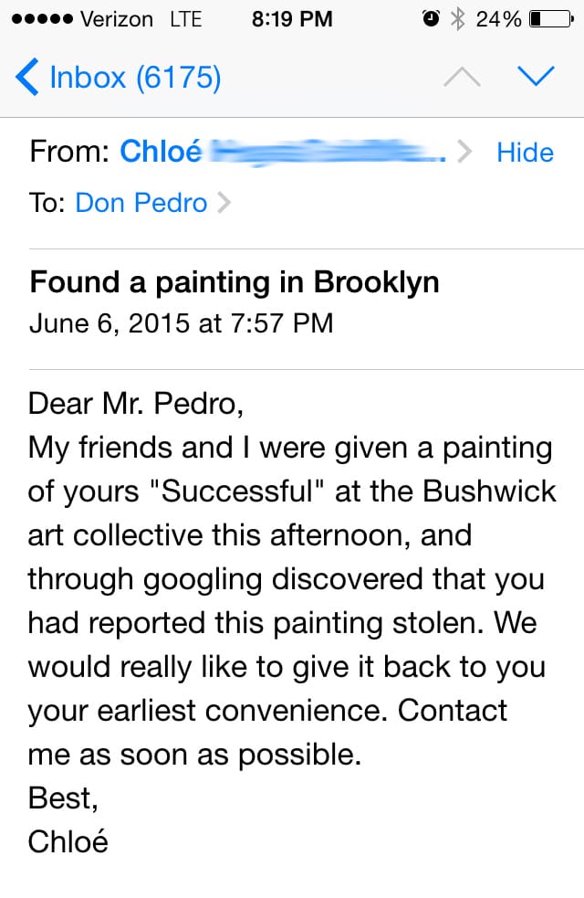 The message Don Pablo Pedro received.