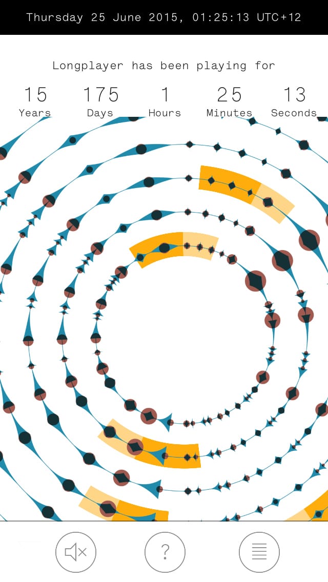 Longplayer app (screenshot by the author for Hyperallergic)