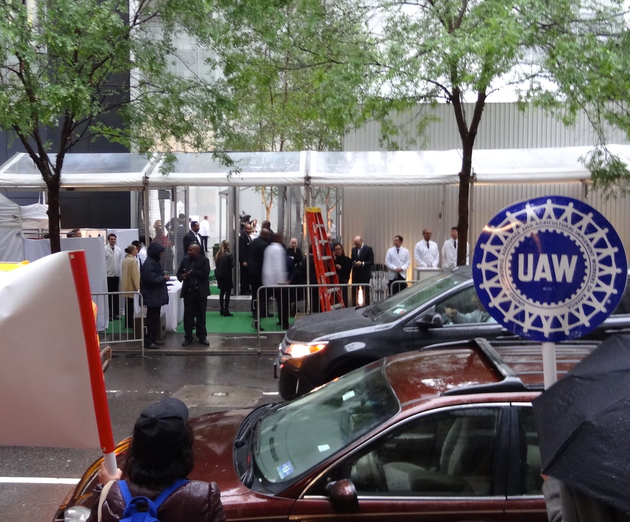 Protesters outside the Museum of Modern Art on 54th Street on Tuesday night