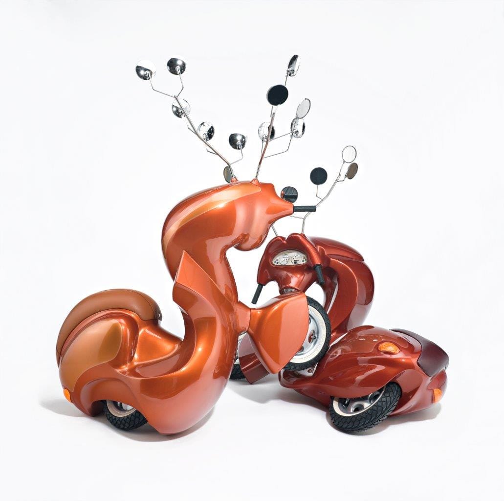 Patricia Piccinini, "The Stags" (2008), fiberglass, automotive paint, leather, steel, plastic, and rubber, 69 3/4 x 72 x 40 1/4 in. (National Museum of Women in the Arts, gift of Heather and Tony Podesta Collection, Washington, D.C.; photo by Graham Baring)