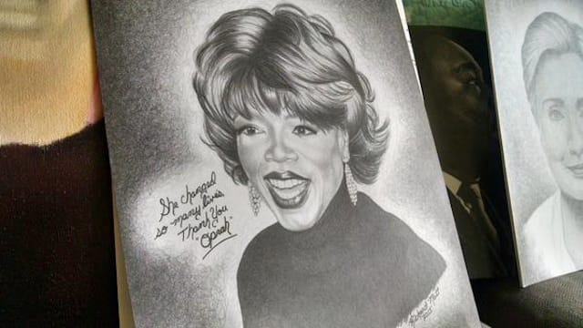 A drawing of Oprah by prison escapee Richard Matt (Image via Twitter)