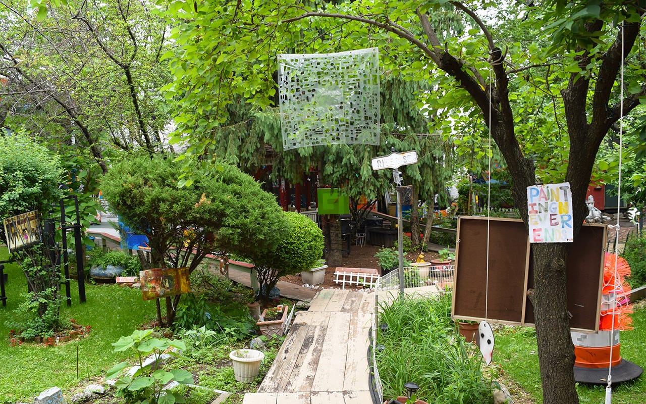 Installation view of 'Paintings in Trees' (all photos by the author for Hyperallergic)