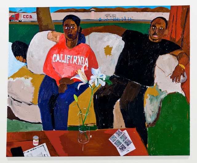 Henry Taylor, "Resting" (2011), acrylic and collage on canvas, 64 x 77 3/4 inches (photo by Josh White)
