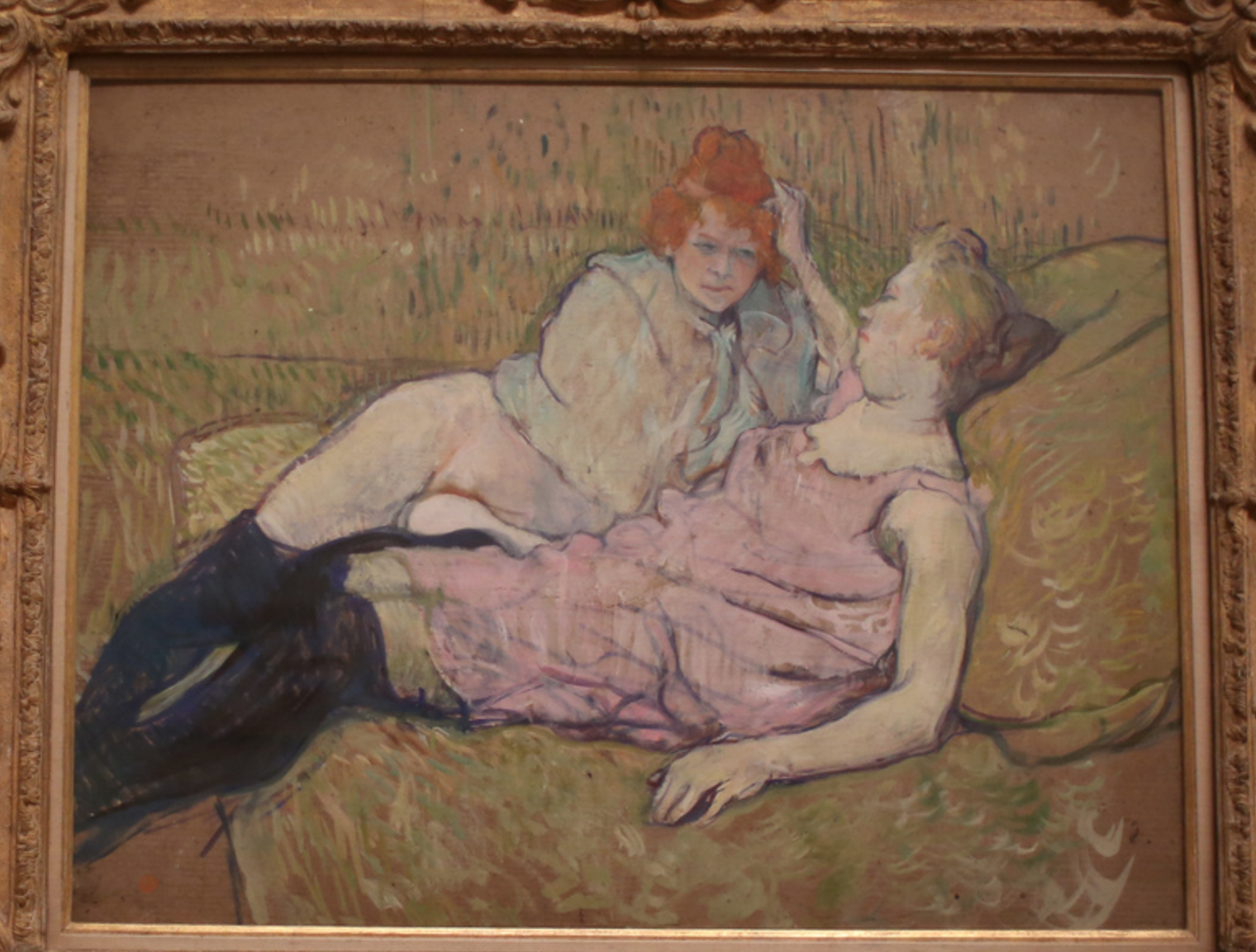 Henri de Toulouse-Lautrec's "The Sofa" (c.1894–96) (photo by the author for Hyperallergic)