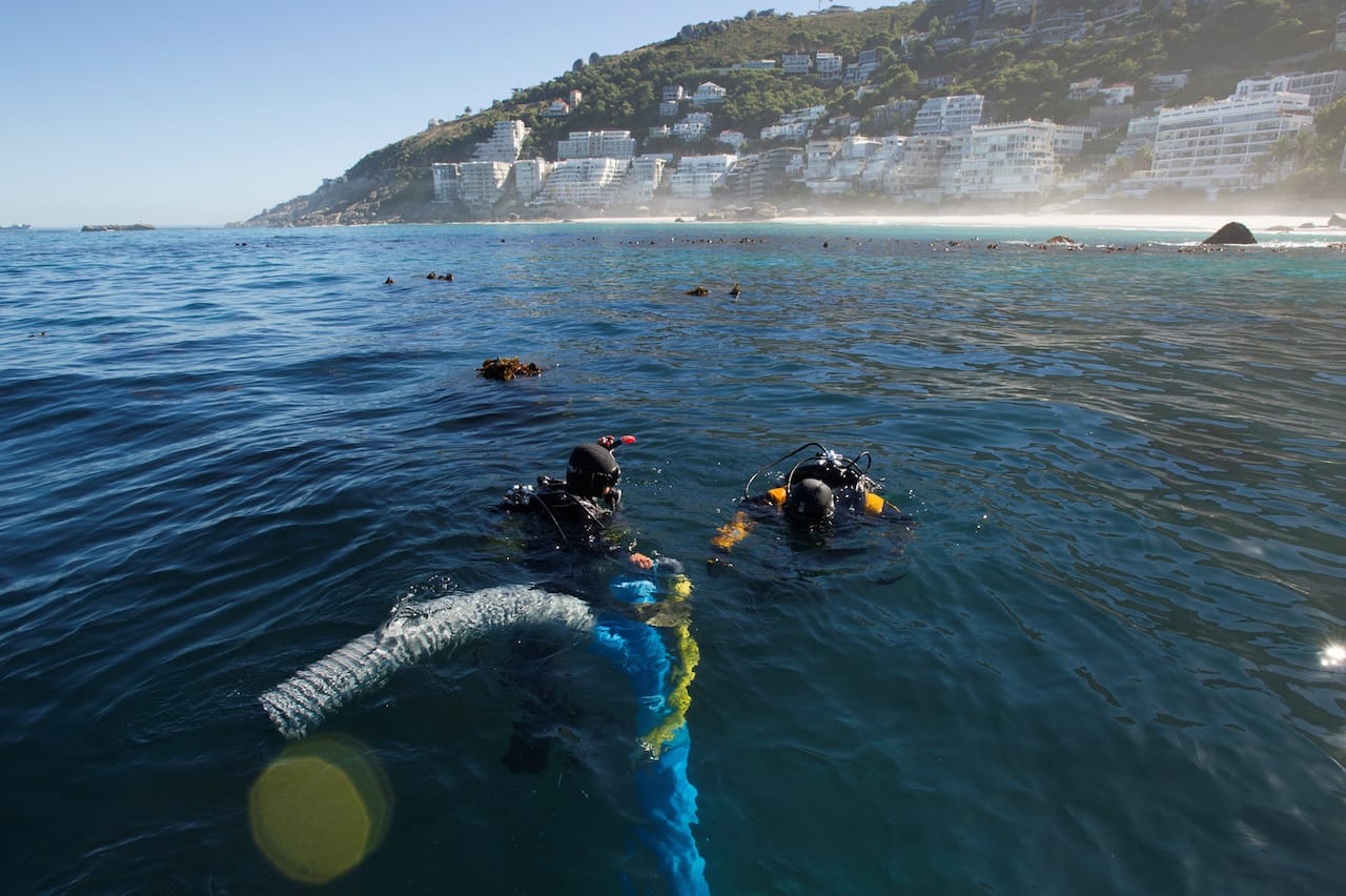 Underwater archaeologists at the site of the São José slave ship wreck near Cape of Good Hope, South Africa (photo by Susanna Pershern, U.S. National Parks Service)