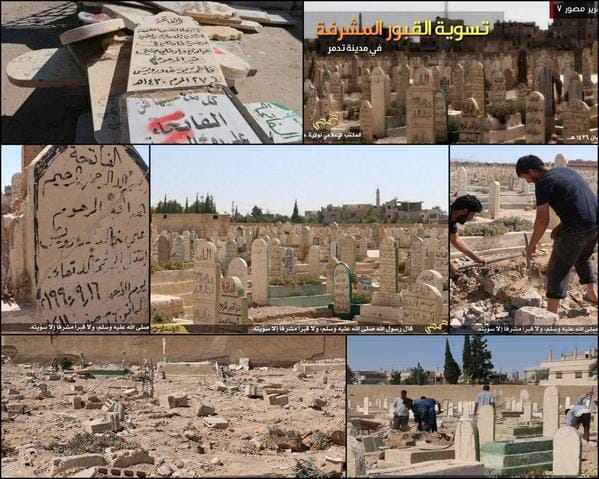 ISIS apparently destroying graves in Palmyra (Image via Twitter) 