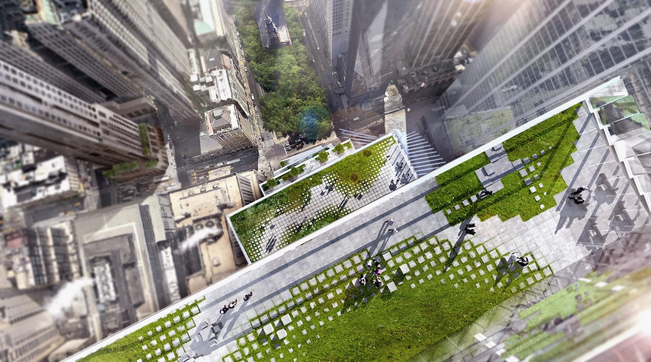 Rendering of the terraces at 2 WTC (image by BIG)