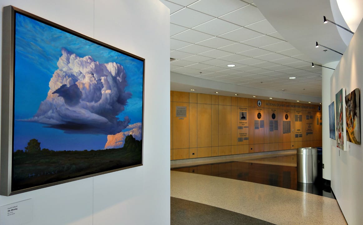 Installation view with David Holland, "The Blessing," oil and canvas (photo by the author for Hyperallergic)