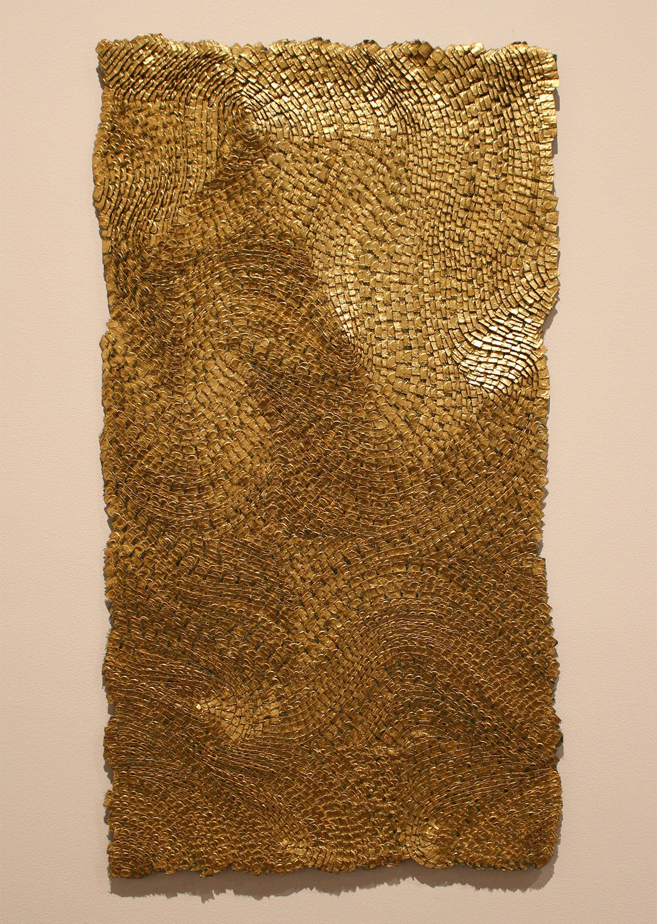 Olga de Amaral, “Strata XI" (2008), linen, gesso acrylic, and gold leaf, from 'GOLD' at the Neuberger Museum of Art