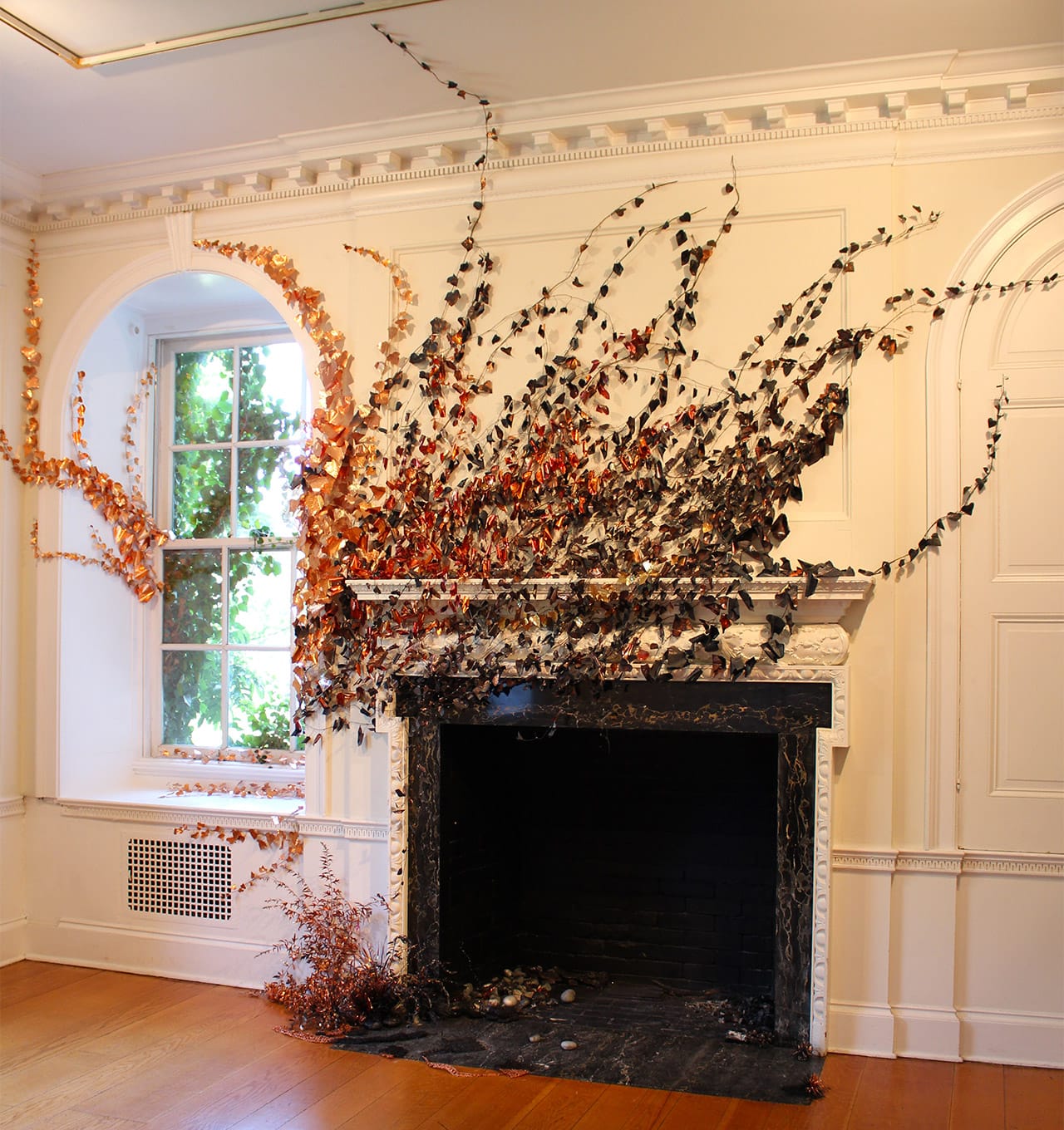 Anne Peabody, “Wildfire” (2015), copper, wood, and glass from 'Wrath' at Wave Hill