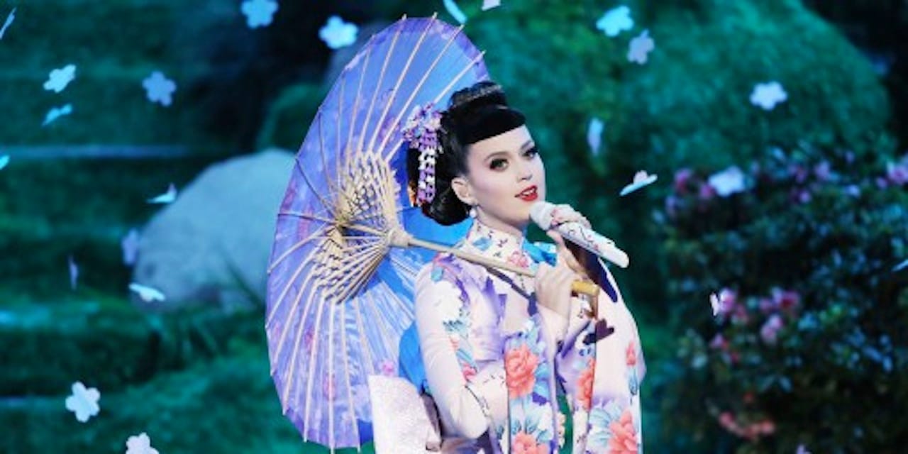 Katy Perry at the 2013 American Music Awards, another example of wearing a kimono for publicity and sensation.