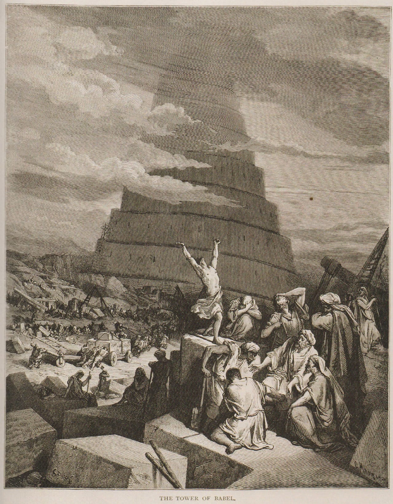 Gustave Doré, “The Tower of Babel” (1880), engraving, from 'Pride' at the Bruce Museum