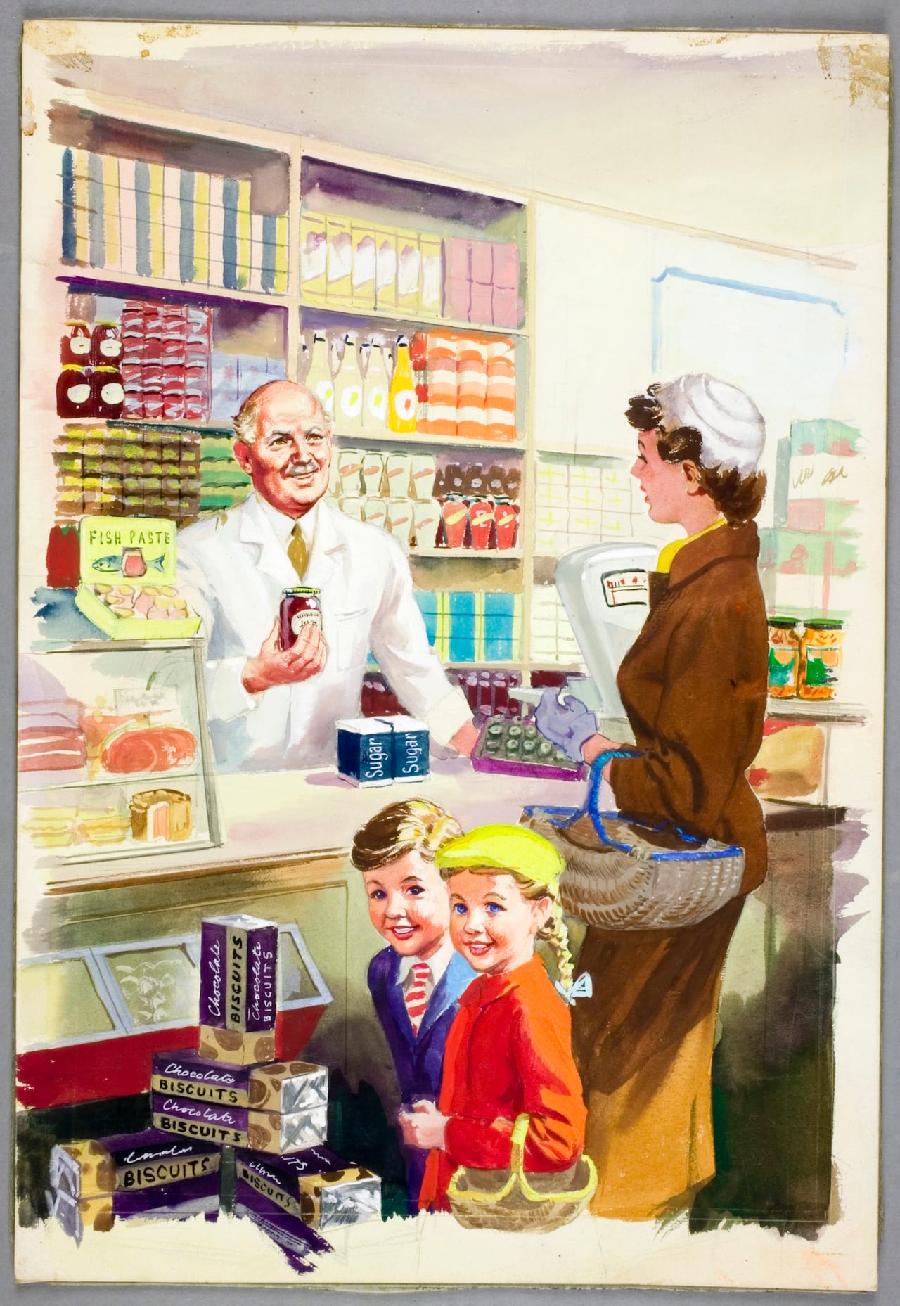 Harry Wingfield, "Shopping with Mother," (1958) (click to enlarge) 