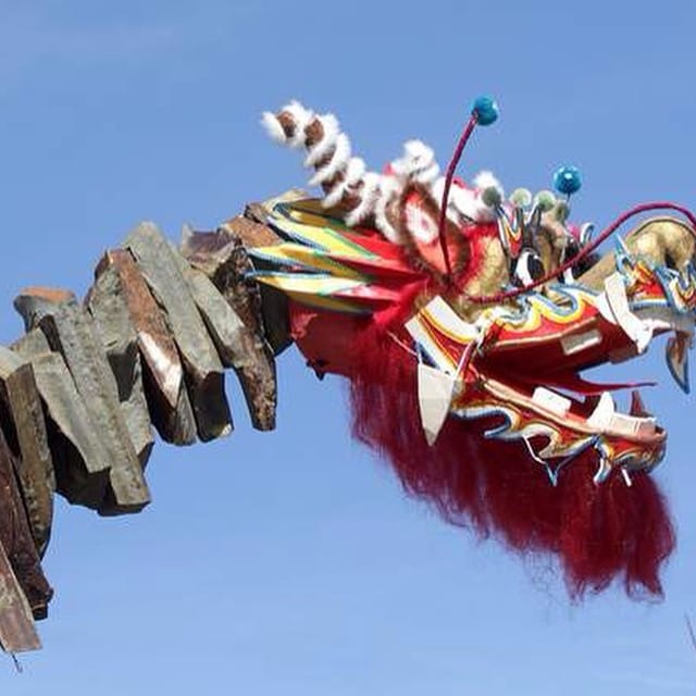 A Chinese New Year dragon hit placed on Tom Holmes' "Arc of History" (photo by @durangoarts/Instagram)