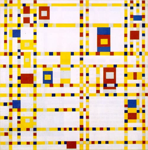 Piet Mondrian, "Broadway Boogie Woogie" (1942–43) (image via Wikimedia Commons)